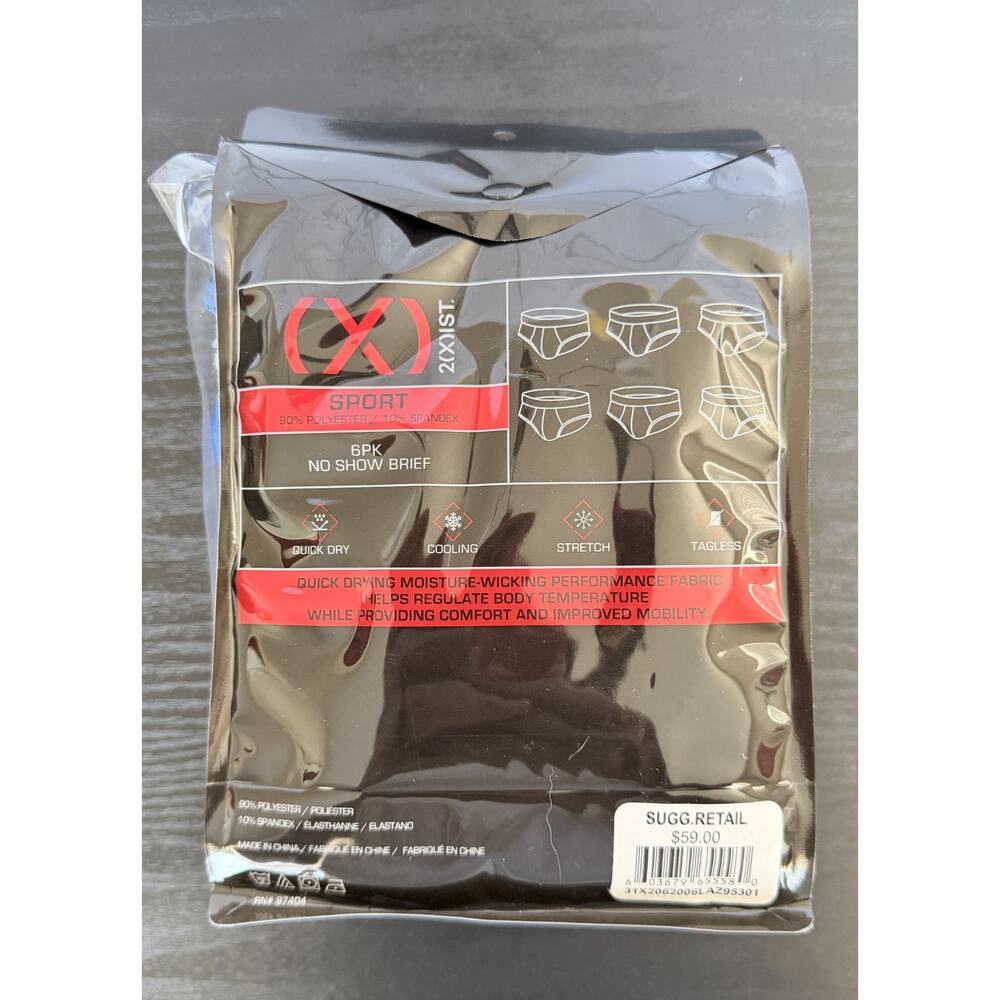 2(x)IST Men’s (x) Sport No-Show Briefs - 6-Pack - Large 36-38 - NIB - Picture 4 of 6
